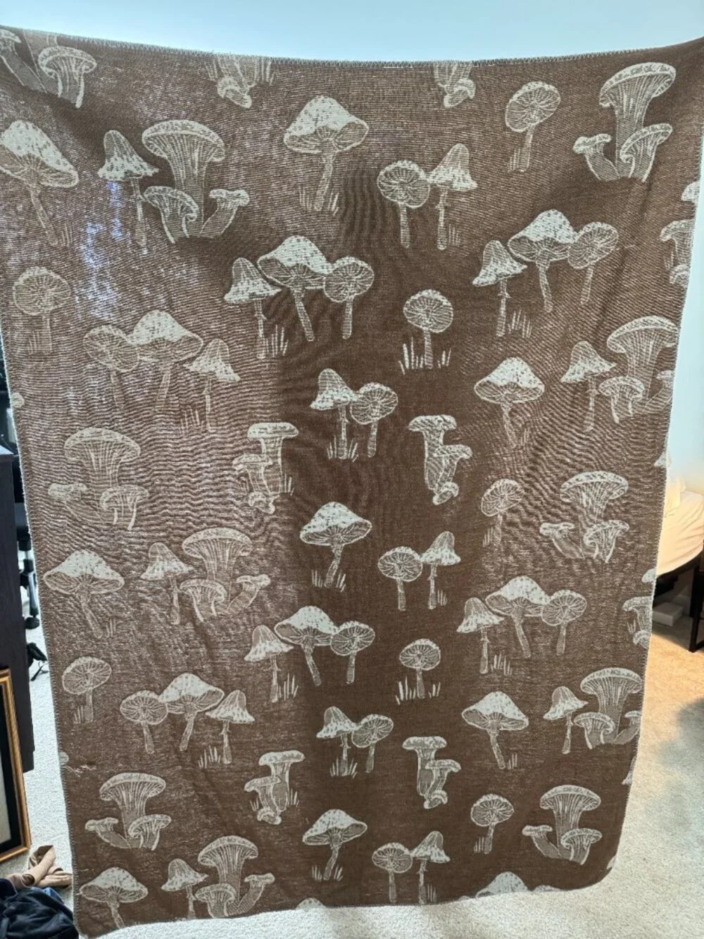Lightweight Mushroom Brown and Cream Reversible Throw Blanket